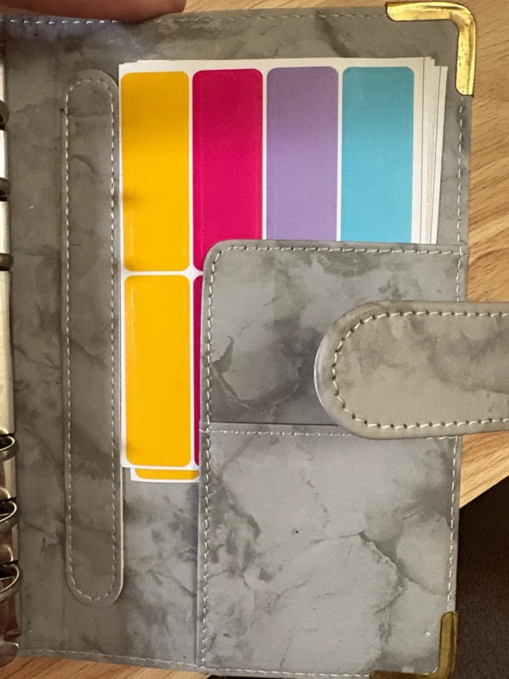 Gray Marble Covered Budget Journal- Binder with stickers Unused